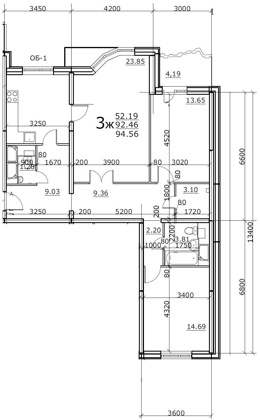 Дизайн 3 х комнатной квартиры 80 кв м в панельном доме, санузел на з�оне коридора
